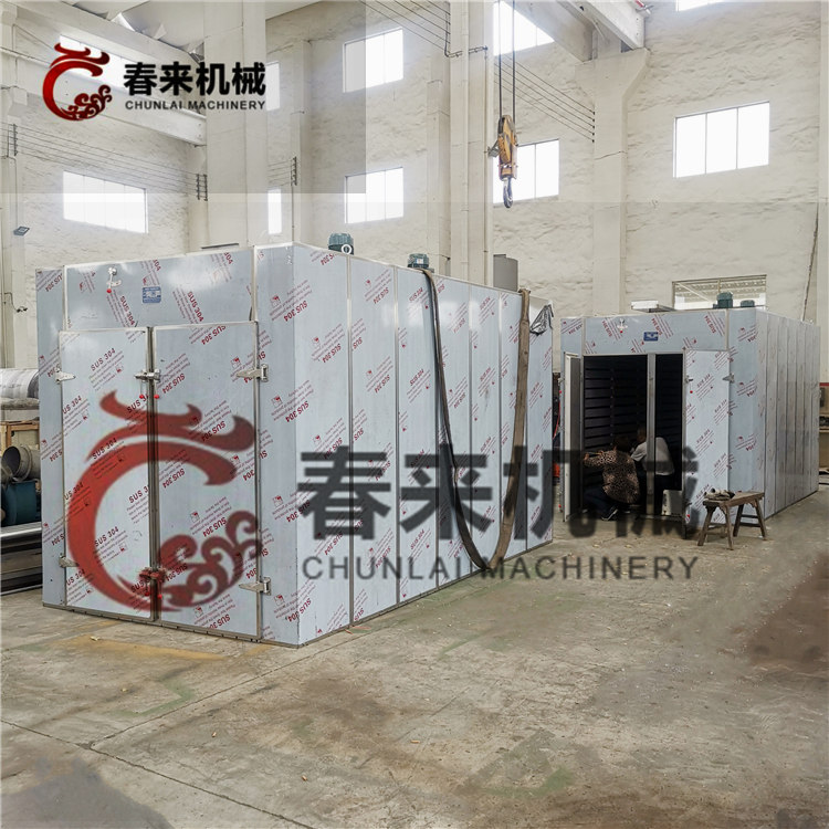 河南客戶3台CT-C-非標型核桃仁專用烘幹機的待裝發貨現場